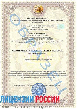 Образец сертификата соответствия аудитора №ST.RU.EXP.00006030-1 Волгодонск Сертификат ISO 27001